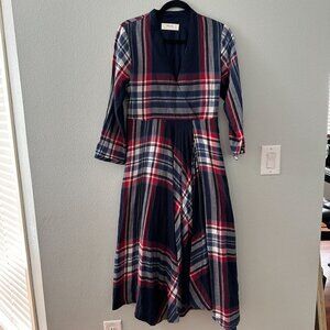 Isabella Sinclair Handkerchief Tartan Plaid Midi Dress Women's SMALL